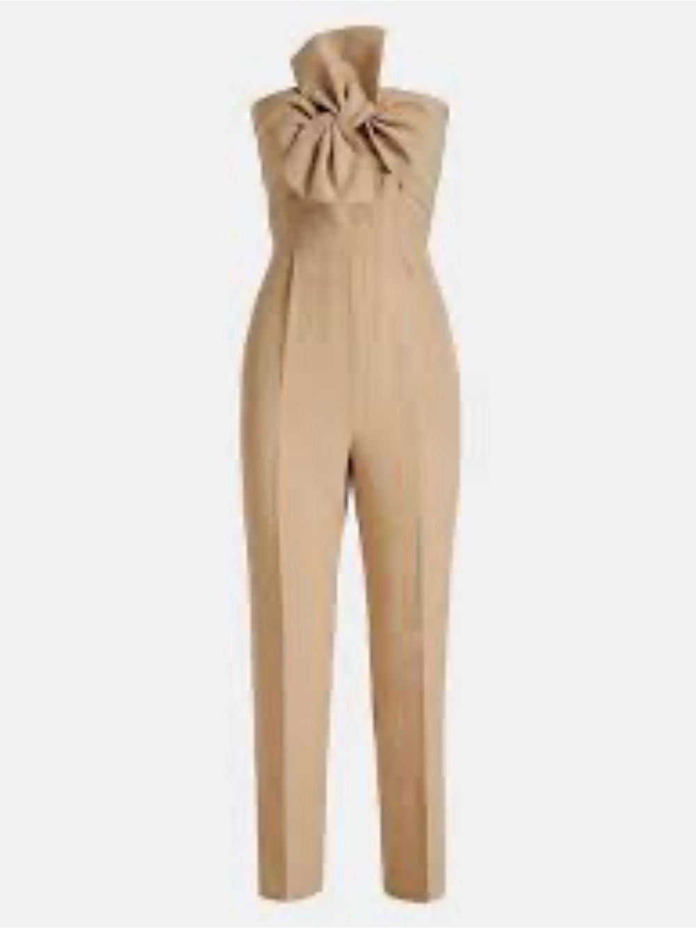 Guess Strapless Tie-Front Jumpsuit NWT Size XL Beige Pinstripe $128 Retail